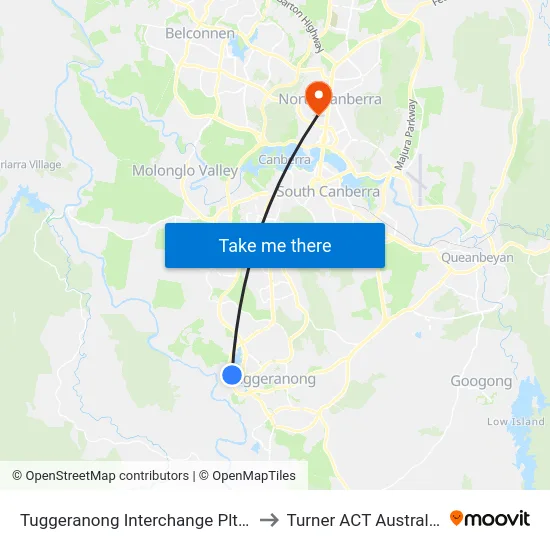 Tuggeranong Interchange Plt 5 to Turner ACT Australia map