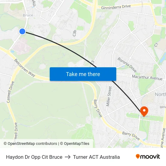 Haydon Dr Opp Cit Bruce to Turner ACT Australia map