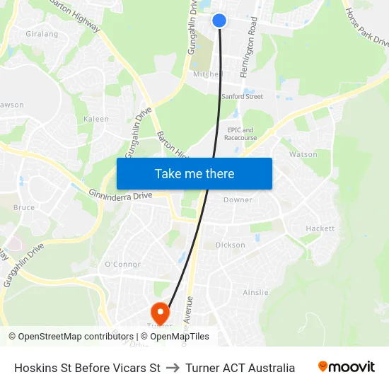 Hoskins St Before Vicars St to Turner ACT Australia map