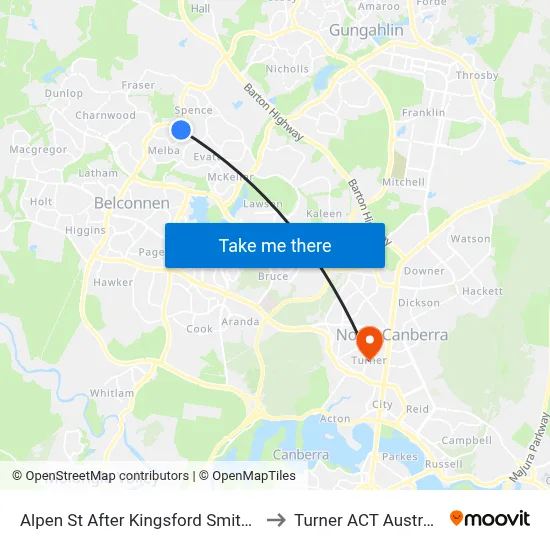 Alpen St After Kingsford Smith Dr to Turner ACT Australia map