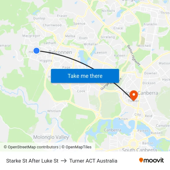 Starke St After Luke St to Turner ACT Australia map