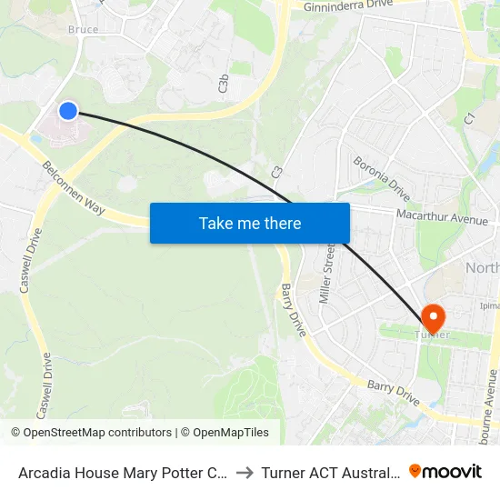 Arcadia House Mary Potter Cct to Turner ACT Australia map