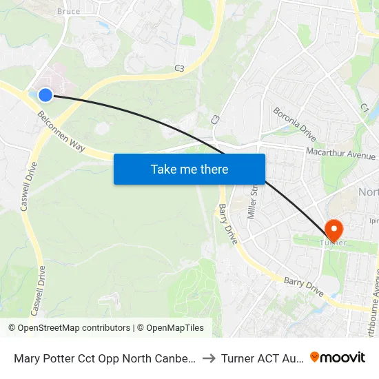Mary Potter Cct Opp North Canberra Hospital to Turner ACT Australia map