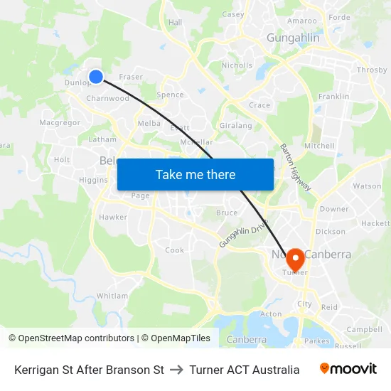 Kerrigan St After Branson St to Turner ACT Australia map