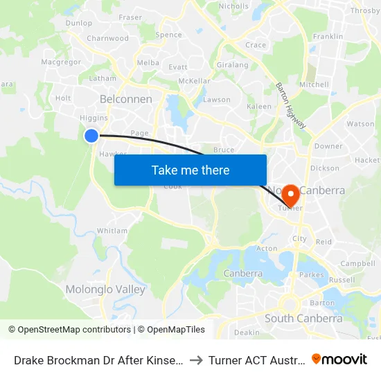 Drake Brockman Dr After Kinsella St to Turner ACT Australia map