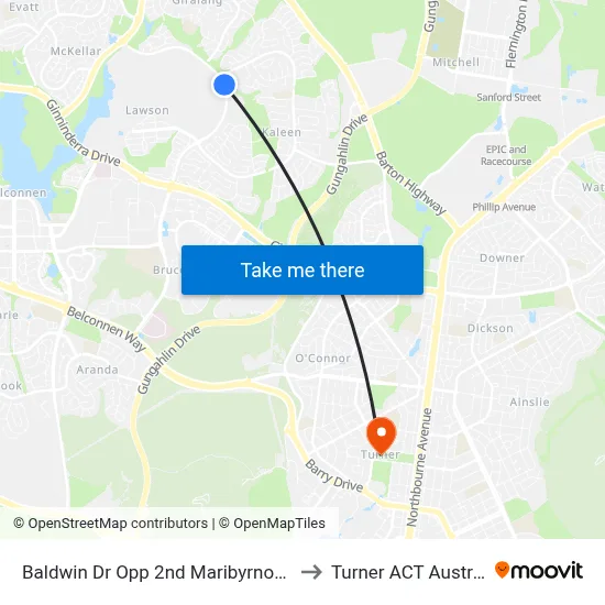 Baldwin Dr Opp 2nd Maribyrnong Av to Turner ACT Australia map