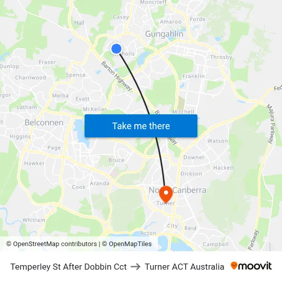 Temperley St After Dobbin Cct to Turner ACT Australia map