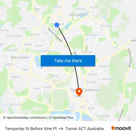 Temperley St Before Vine Pl to Turner ACT Australia map