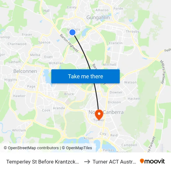 Temperley St Before Krantzcke Cct to Turner ACT Australia map
