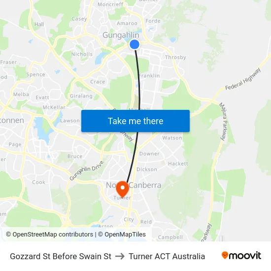 Gozzard St Before Swain St to Turner ACT Australia map