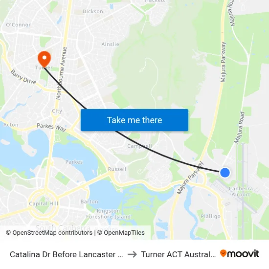 Catalina Dr Before Lancaster Pl to Turner ACT Australia map