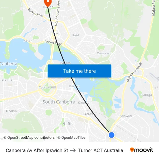 Canberra Av After Ipswich St to Turner ACT Australia map