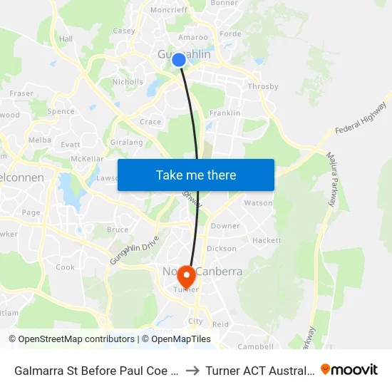 Galmarra St Before Paul Coe Cr to Turner ACT Australia map