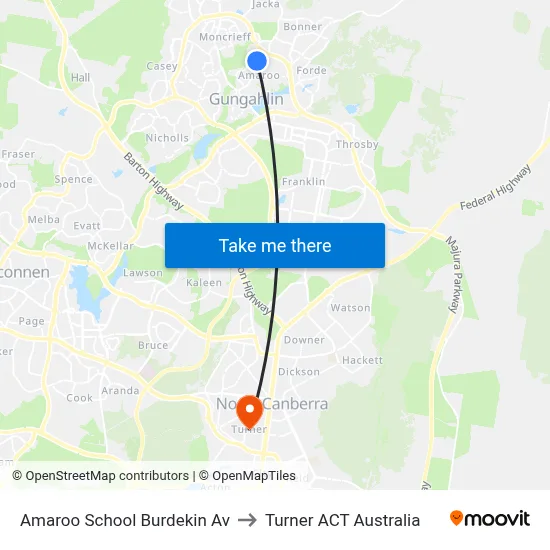 Amaroo School Burdekin Av to Turner ACT Australia map