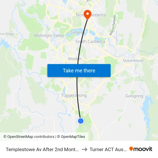 Templestowe Av After 2nd Montefiore Cr to Turner ACT Australia map