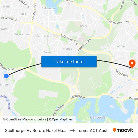 Sculthorpe Av Before Hazel Hawke Av to Turner ACT Australia map