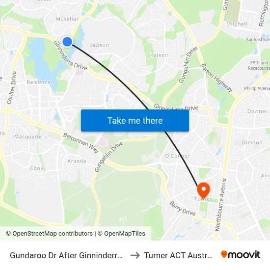 Gundaroo Dr After Ginninderra Dr to Turner ACT Australia map