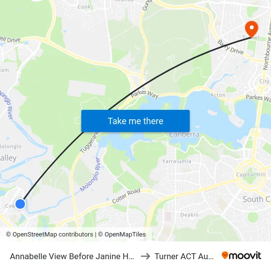 Annabelle View Before Janine Haines Tce to Turner ACT Australia map