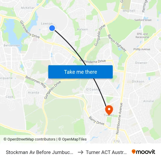 Stockman Av Before Jumbuck Cr to Turner ACT Australia map