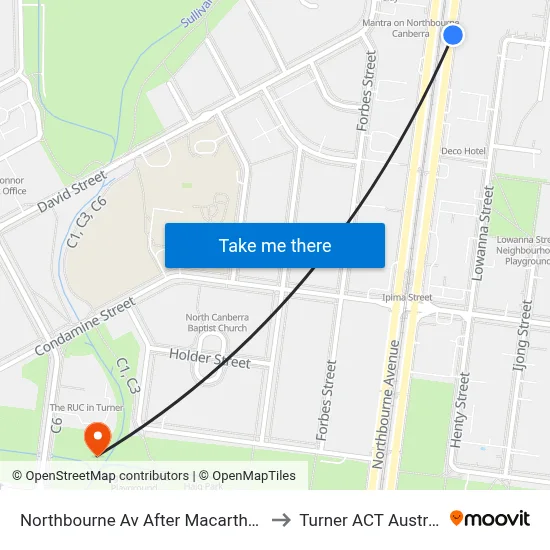 Northbourne Av After Macarthur Av to Turner ACT Australia map