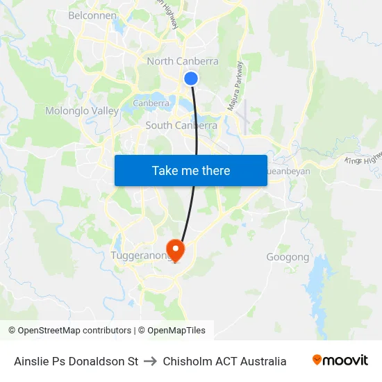 Ainslie Ps Donaldson St to Chisholm ACT Australia map