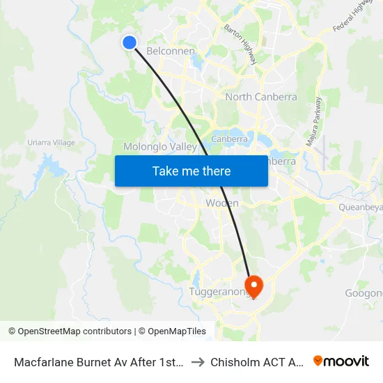 Macfarlane Burnet Av After 1st Eccles Cct to Chisholm ACT Australia map