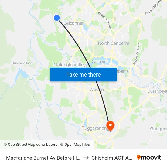 Macfarlane Burnet Av Before Hollows Cct to Chisholm ACT Australia map