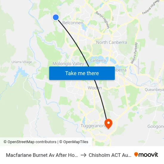 Macfarlane Burnet Av After Hollows Cct to Chisholm ACT Australia map