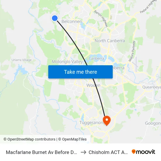Macfarlane Burnet Av Before De Gruchy Pl to Chisholm ACT Australia map