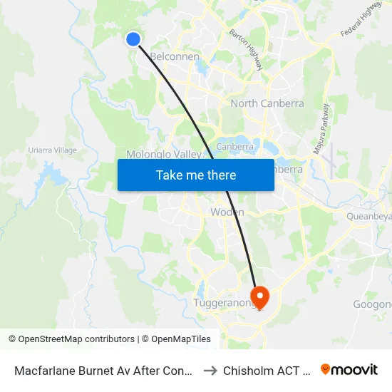 Macfarlane Burnet Av After Constance Stone St to Chisholm ACT Australia map