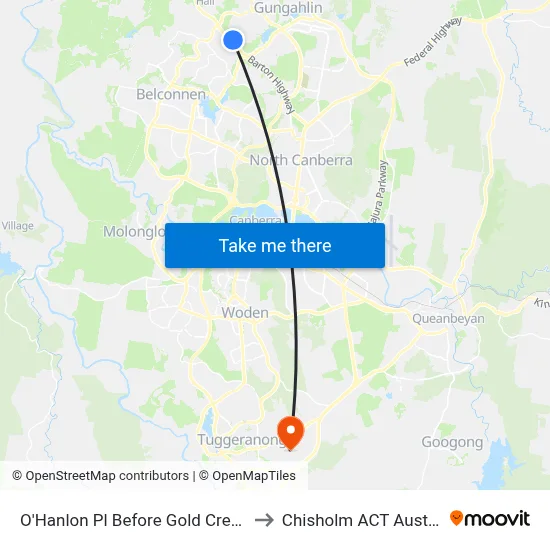 O'Hanlon Pl Before Gold Creek Rd to Chisholm ACT Australia map