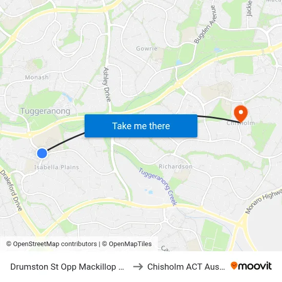 Drumston St Opp Mackillop College to Chisholm ACT Australia map