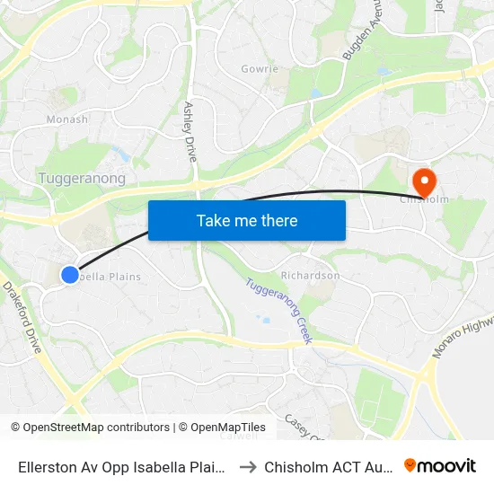 Ellerston Av Opp Isabella Plains Shops to Chisholm ACT Australia map
