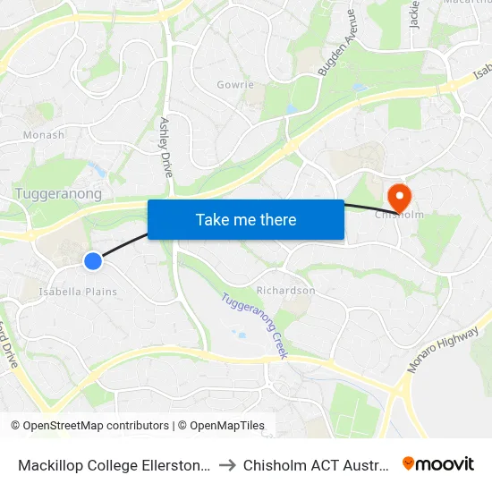 Mackillop College Ellerston Av to Chisholm ACT Australia map