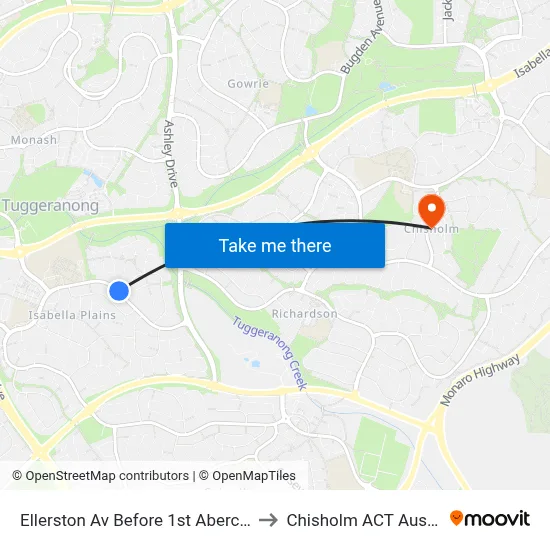 Ellerston Av Before 1st Abercorn Cr to Chisholm ACT Australia map