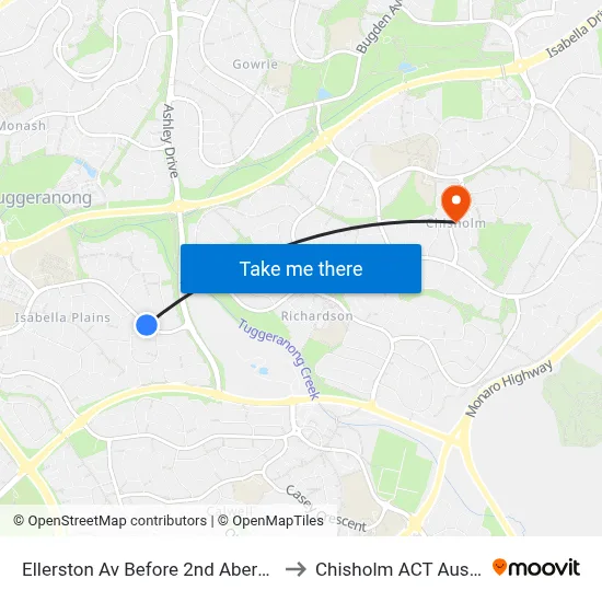 Ellerston Av Before 2nd Abercorn Cr to Chisholm ACT Australia map