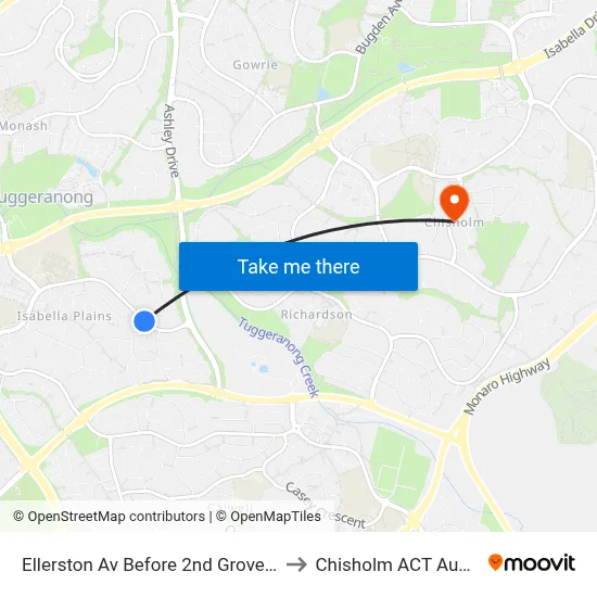 Ellerston Av Before 2nd Groveland Cr to Chisholm ACT Australia map