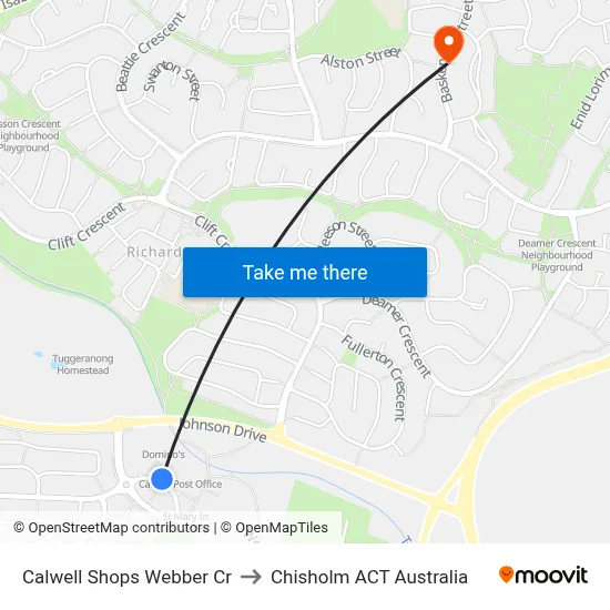 Calwell Shops Webber Cr to Chisholm ACT Australia map