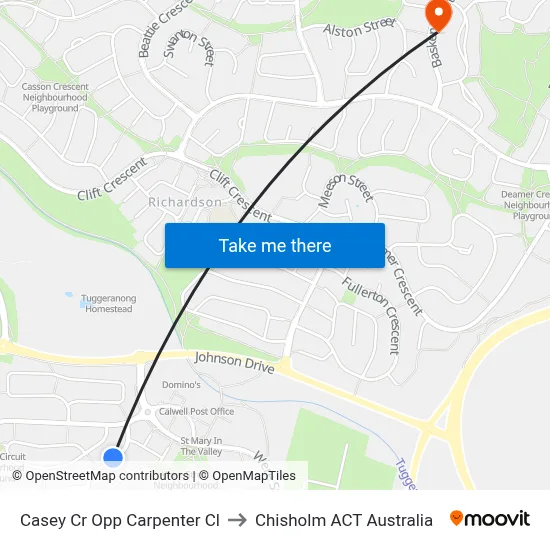 Casey Cr Opp Carpenter Cl to Chisholm ACT Australia map
