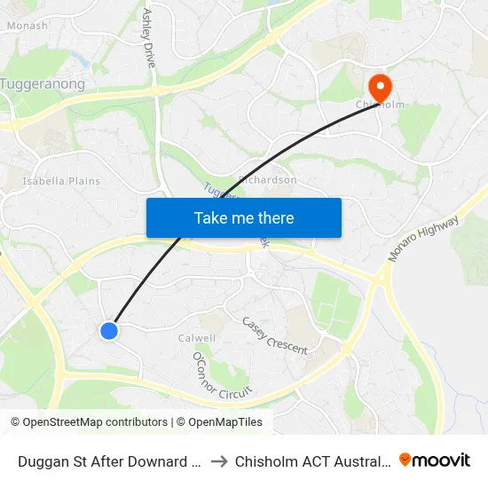 Duggan St After Downard St to Chisholm ACT Australia map
