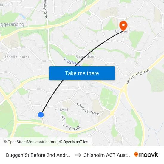 Duggan St Before 2nd Andrew Cr to Chisholm ACT Australia map