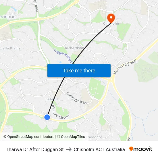 Tharwa Dr After Duggan St to Chisholm ACT Australia map