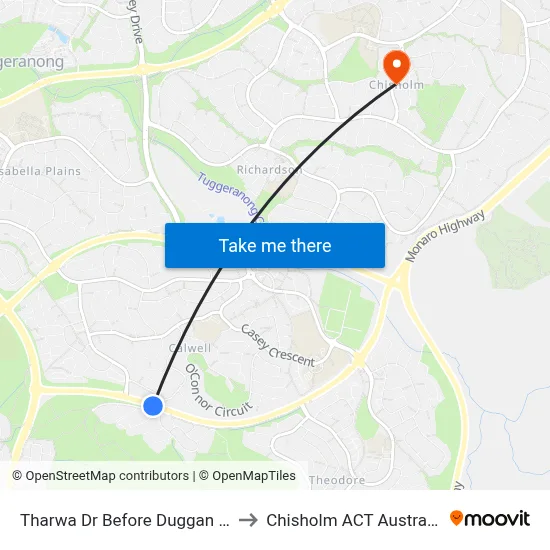Tharwa Dr Before Duggan St to Chisholm ACT Australia map
