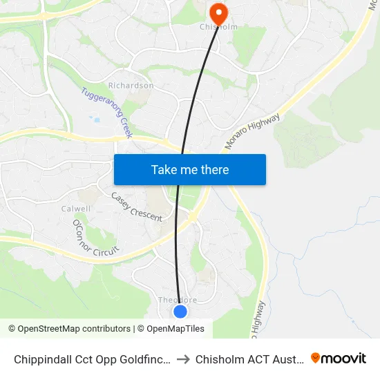 Chippindall Cct Opp Goldfinch Cct to Chisholm ACT Australia map