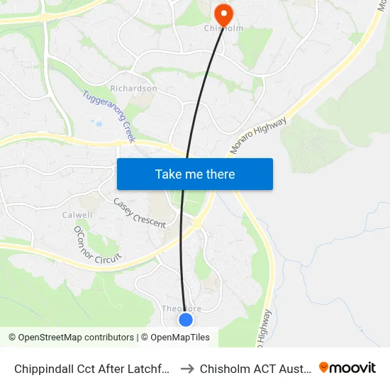 Chippindall Cct After Latchford St to Chisholm ACT Australia map