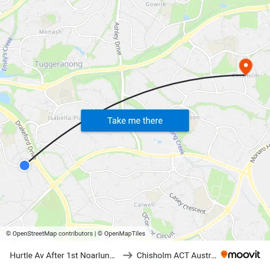 Hurtle Av After 1st Noarlunga Cr to Chisholm ACT Australia map
