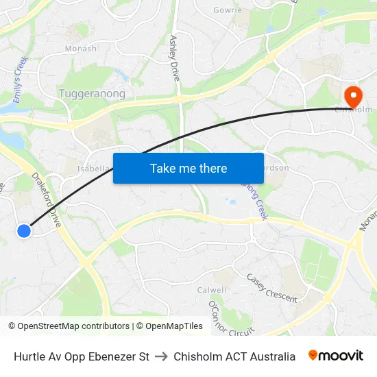 Hurtle Av Opp Ebenezer St to Chisholm ACT Australia map