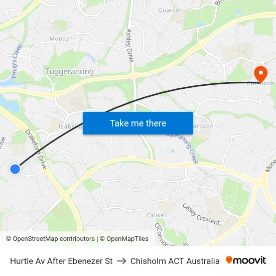 Hurtle Av After Ebenezer St to Chisholm ACT Australia map