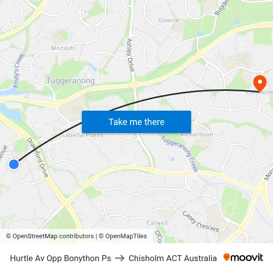 Hurtle Av Opp Bonython Ps to Chisholm ACT Australia map