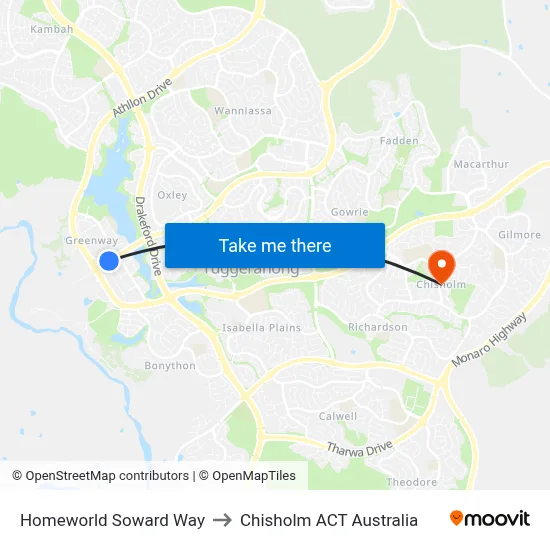 Homeworld Soward Way to Chisholm ACT Australia map